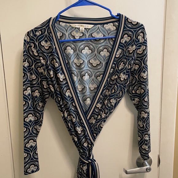 Max Studio Psychedelic Print 3/4 Sleeves Wrap Dress - Picture 2 of 6